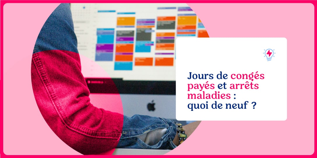 Une personne consulte un calendrier coloré sur ordinateur, illustrant le thème des congés payés et des arrêts maladies.